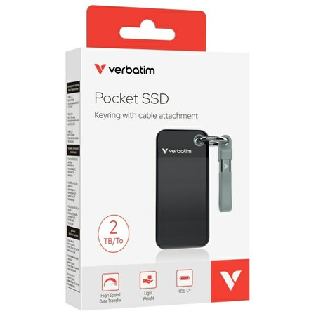Verbatim Dysk SSD 2TB - brelok do kluczy  z kablem USB 3.2 gen.2 czarno-szary/black-grey 32194