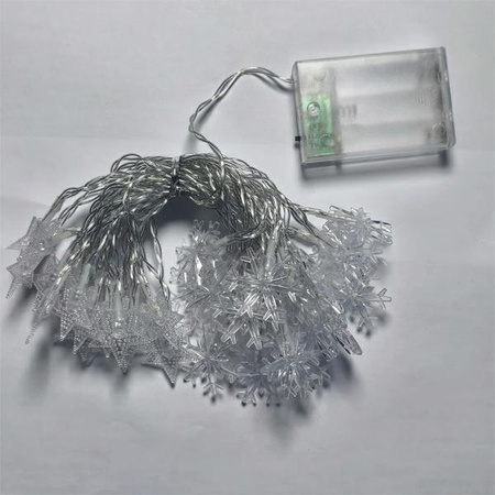 Lampki choinkowe LED snowflake/star - 3m/20 lampek ciepłe białe/warm white zasilane bat. 3xAA EHD-LS04