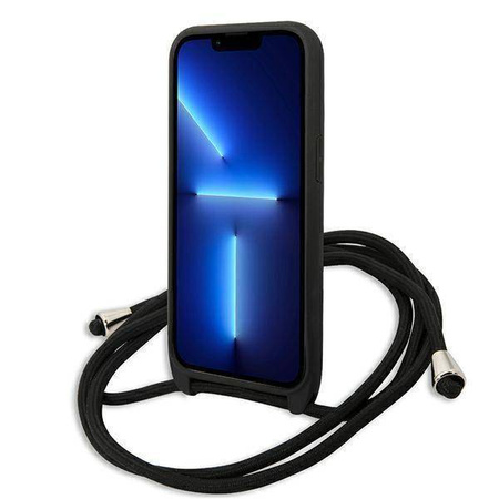 Oryginalne Etui IPHONE 13 PRO Karl Lagerfeld Hardcase Leather Monogram Patch And Cord Iconik (KLHCP13LCMNIPK) czarne