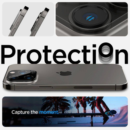 Spigen Optik. TR Camera Protector Kamera aus gehärtetem Glas (2 Stück) iPhone 14 Pro / 14 Pro Max schwarz