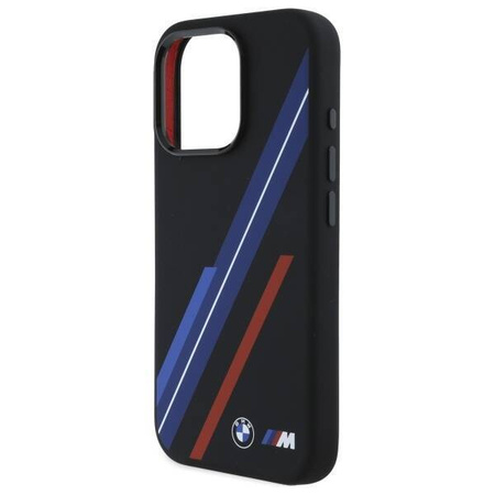 Original Handyhülle IPHONE 16 PRO MAX BMW Hardcase Silicone Random Lines MagSafe (BMHMP16X23SSPK) schwarz