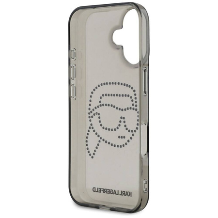 Original Case IPHONE 16 Karl Lagerfeld Hardcase IML Rhinestones Karl Head black