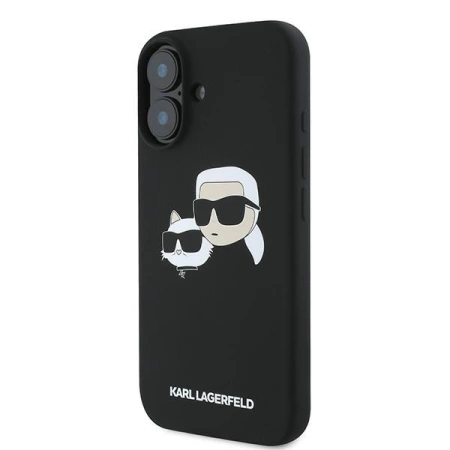 Karl Lagerfeld Silikon Case Nauble Heads Print MagSafe für iPhone 16 Plus - Schwarz