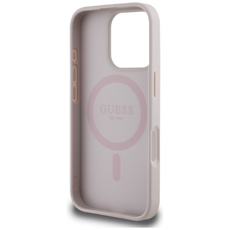 Original Case IPHONE 16 PRO Guess 4G Circle Classic Logo MagSafe pink