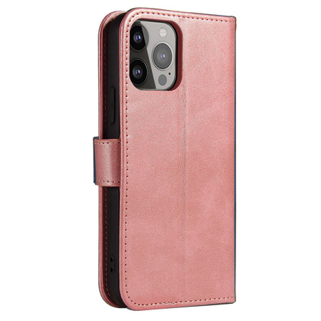 Brieftaschen-Hülle mit Ständer für iPhone 15 Pro Max Magnethülle – Rosa
