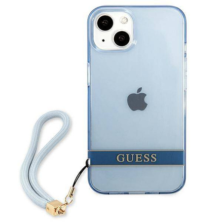 Schutzhülle IPHONE 13 MINI Guess Hardcase Translucent Stap (GUHCP13SHTSGSB) blau