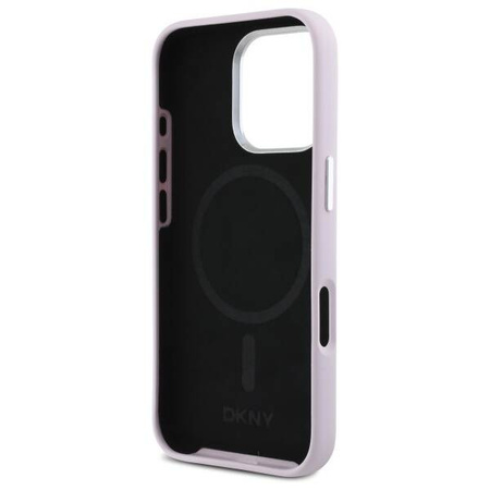 Original Case IPHONE 16 PRO MAX DKNY Hardcase Liquid Silicone Small Metal Logo MagSafe (DKHMP16XSMCHLP) pink