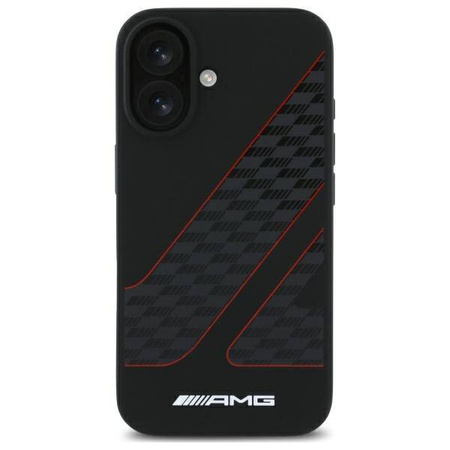 Original Handyhülle IPHONE 16 AMG Hardcase Checkered Flag Pattern MagSafe (AMHMP16S2SCFR) schwarz