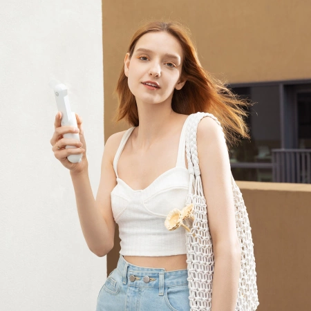 Jisulife Handheld Fan Life8 Portable USB Fan with Power Bank and Flashlight - White