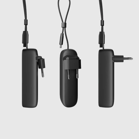 SBS Hybrid PD 20W 5000mAh Powerbank mit integriertem Kabel und faltbarem Stecker - Schwarz