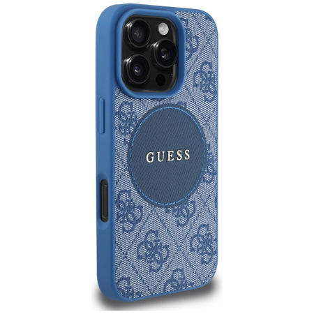 Original Handyhülle IPHONE 16 PRO Guess 4G Circle Classic Logo MagSafe blau