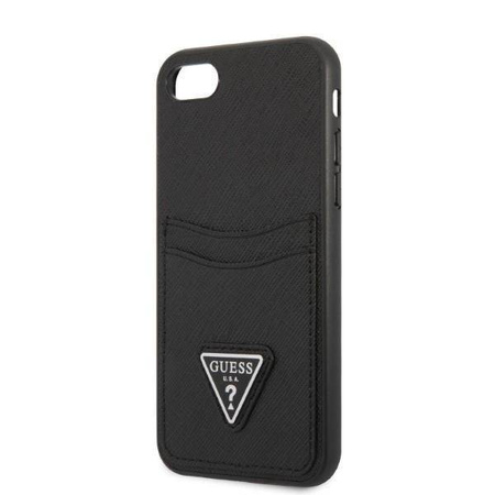 Original Case IPHONE SE 2022 / SE 2020 / 7 / 8 Guess Hardcase Saffiano Triangle Logo Cardslot black