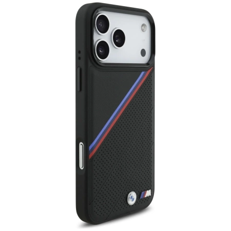 Etui BMW M Tricolor Metal Logo MagSafe do iPhone 17 Pro Max - czarne