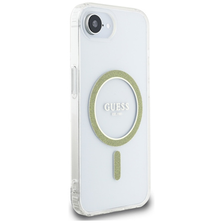 Guess IML Glitter Circle MagSafe - Etui do iPhone 16e (przezroczysty)