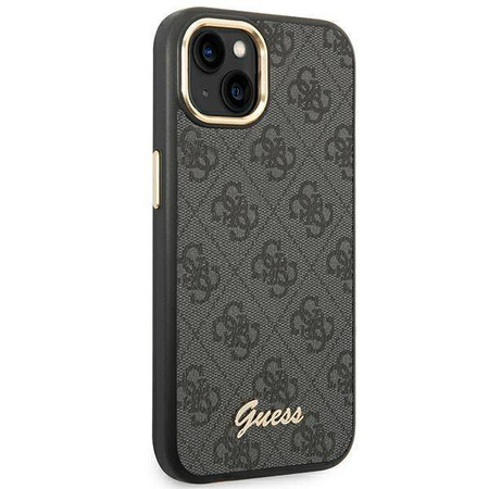 Original Case IPHONE 14 PLUS Guess Hard Case 4G Vintage Gold Logo (GUHCP14MHG4SHK) black