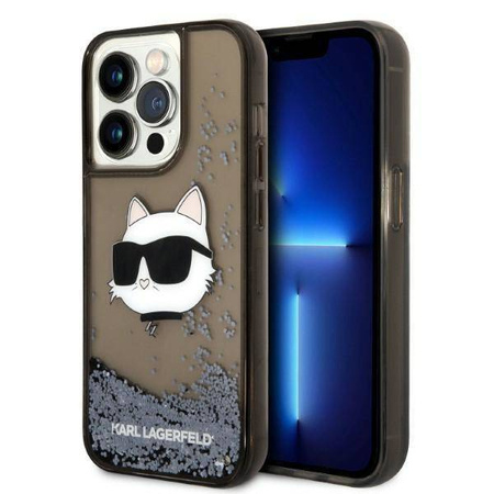 Karl Lagerfeld Liquid Glitter NFT Choupette Head - Etui iPhone 14 Pro Max (czarny)