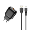 JELLICO Netz-Ladegerät C32 18W 1xUSB QC3.0 + Kabel Lightning schwarz
