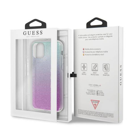 Etui Guess GUHCN65PCUGLPBL iPhone 11 Pro Max różowo-niebieski/pink blue hard case Glitter Gradient