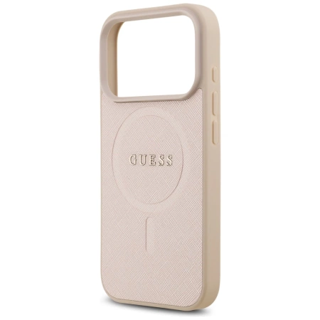 Etui Guess Saffiano Classic Logo MagSafe na iPhone 17 Pro - różowe