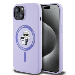 Original Case IPHONE 15 Karl Lagerfeld Hardcase Silicone KC Heads Ring MagSafe (KLHMP15SSCMKCRHU) purple