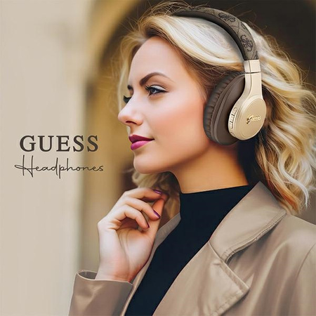 Guess Bluetooth on-ear headphones GUBH604GEMW brown/brown 4G Script