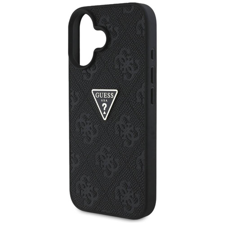 Etui IPHONE 16 Guess Hot Stamp 4G Pattern Triangle Metal Logo czarne