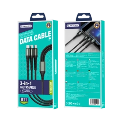 JELLICO kabel B11 3w1 3.1A 1.2M Czarny