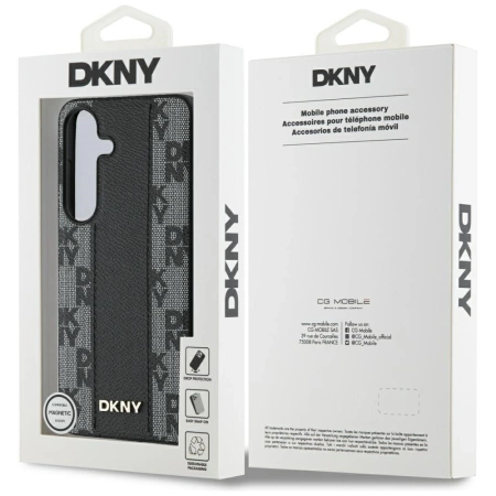 DKNY Leather Checkered Pattern MagSafe Case for Samsung Galaxy S25 Black