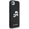 Karl Lagerfeld Fixed Glitter Karl&amp;Choupette Heads Metal Pin iPhone 16e Case - Black