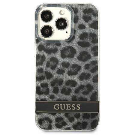 Case IPHONE 13 PRO Guess Hardcase Leopard (GUHCP13LHSLEOK) gray