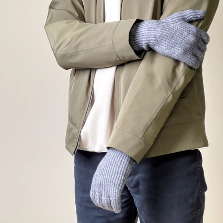 Braided telephone gloves with cut-outs for fingers - gray