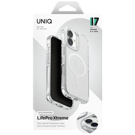 Etui UNIQ LifePro Xtreme do iPhone 17    Magclick Charging przezroczysty/brokat