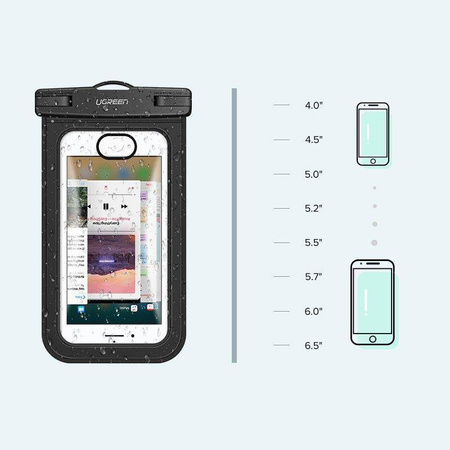 Ugreen wodoodporne etui torebka na telefon IPX8 do 10m czarny (60959)
