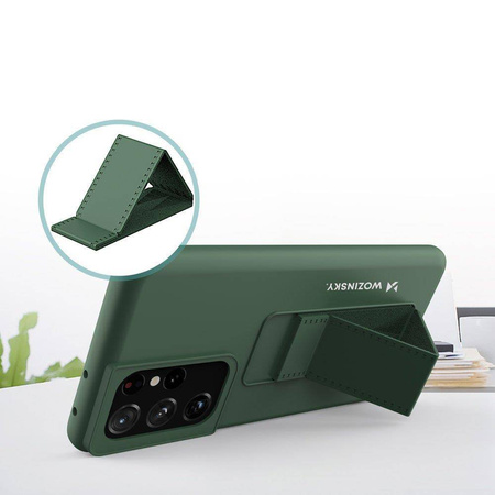 Wozinsky Kickstand Case elastyczne silikonowe etui z podstawką Samsung Galaxy S21 Ultra 5G różowy