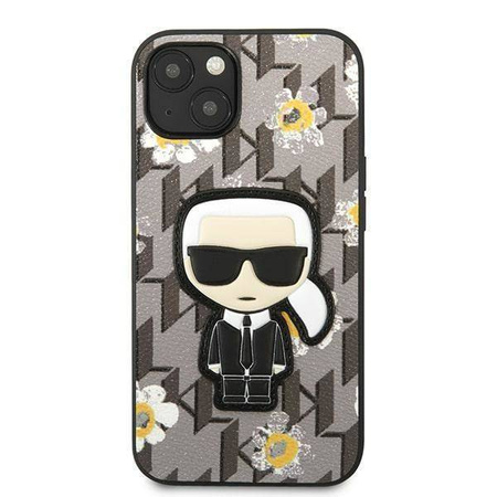 Original Handyhülle IPHONE 13 MINI Karl Lagerfeld Flower Ikonik Karl (KLHCP13SPMNFIK1) grau