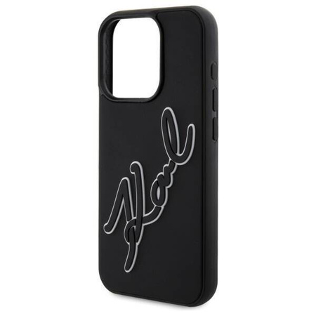 Etui Karl Lagerfeld 3D Rubber Signature na iPhone 15 Pro - czarne