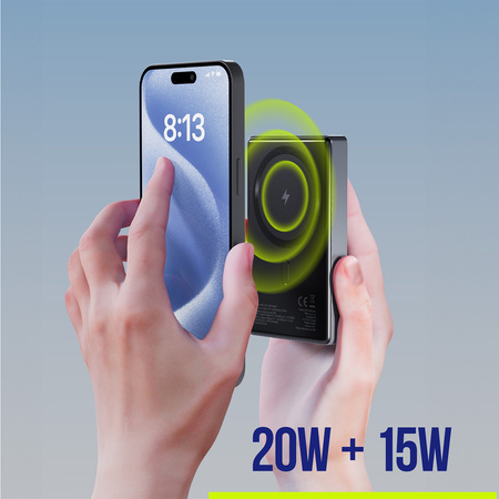 Allity power bank bezprzewodowy APB-300 PD QC 20W 10000 mAh szary magnetyczny