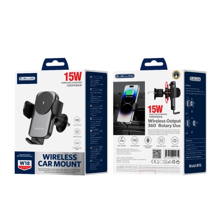 JELLICO car holder with wireless charging W18 15W Black