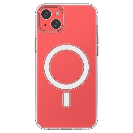 Klare magnetische Hülle mit MagSafe für iPhone 14 Plus mit silbernem Ring – transparent