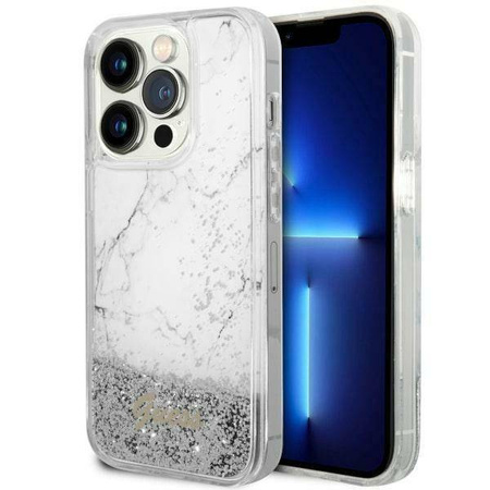 Guess GUHCP14XLCSGSGH iPhone 14 Pro Max 6.7" white/white hardcase Liquid Glitter Marble