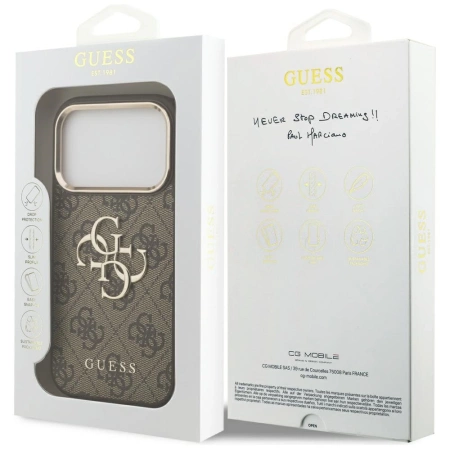 Guess 4G Big 4G Classic Logo Case for iPhone 17 Pro Max - Brown and Gold