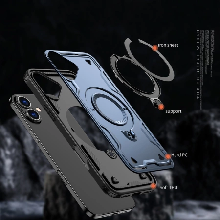 Hybrid Armor Trendige Hülle mit MagSafe für iPhone 16 Plus – Blau