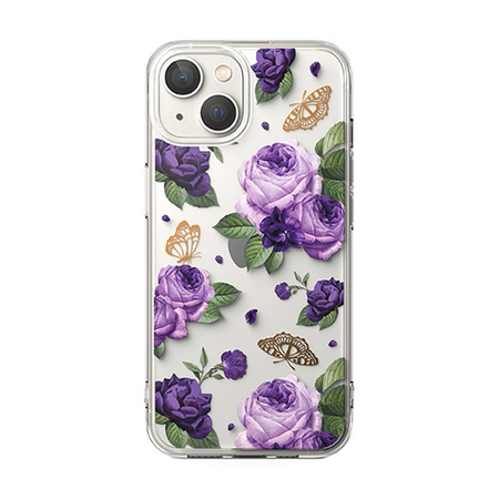 Ringke Fusion Design Armoured Case Cover mit Gelrahmen für iPhone 14 Plus transparent (Purple Rose) (FD637E29)