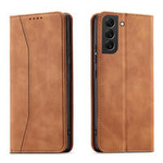 Magnet Fancy Case Hülle für Samsung Galaxy S22+ (S22 Plus) Tasche Geldbörse Kartenhalter Braun