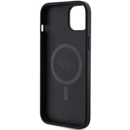 Guess 4G Collection Leather Metal Logo MagSafe Case for iPhone 14/15/13 - Black