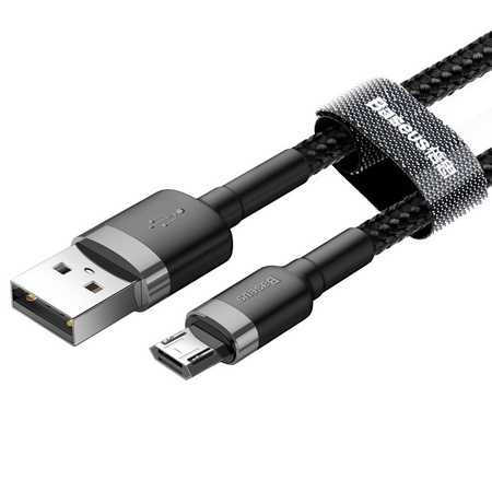  Nylonowy kabel przewód USB Micro Baseus cafule 1.5A 2 M CAMKLF-CG1 czarno- szary