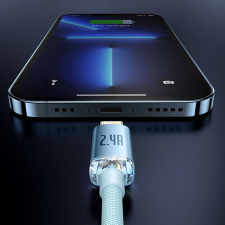 Baseus Crystal Shine Series USB cable - Lightning 2,4A 20W 1,2m blue (CAJY001103)