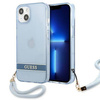 Schutzhülle IPHONE 13 Guess Hardcase Translucent Stap (GUHCP13MHTSGSB) blau