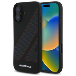 Original Handyhülle IPHONE 16 AMG Hardcase Checkered Flag Pattern MagSafe (AMHMP16S2SCFR) schwarz