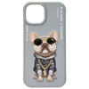 Nimmy etui iPhone 15 6.1" szary/gray      Glasses Cool Dog